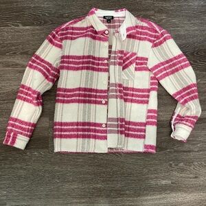 Men's Pink and White Plaid Casual Button Down Shirt